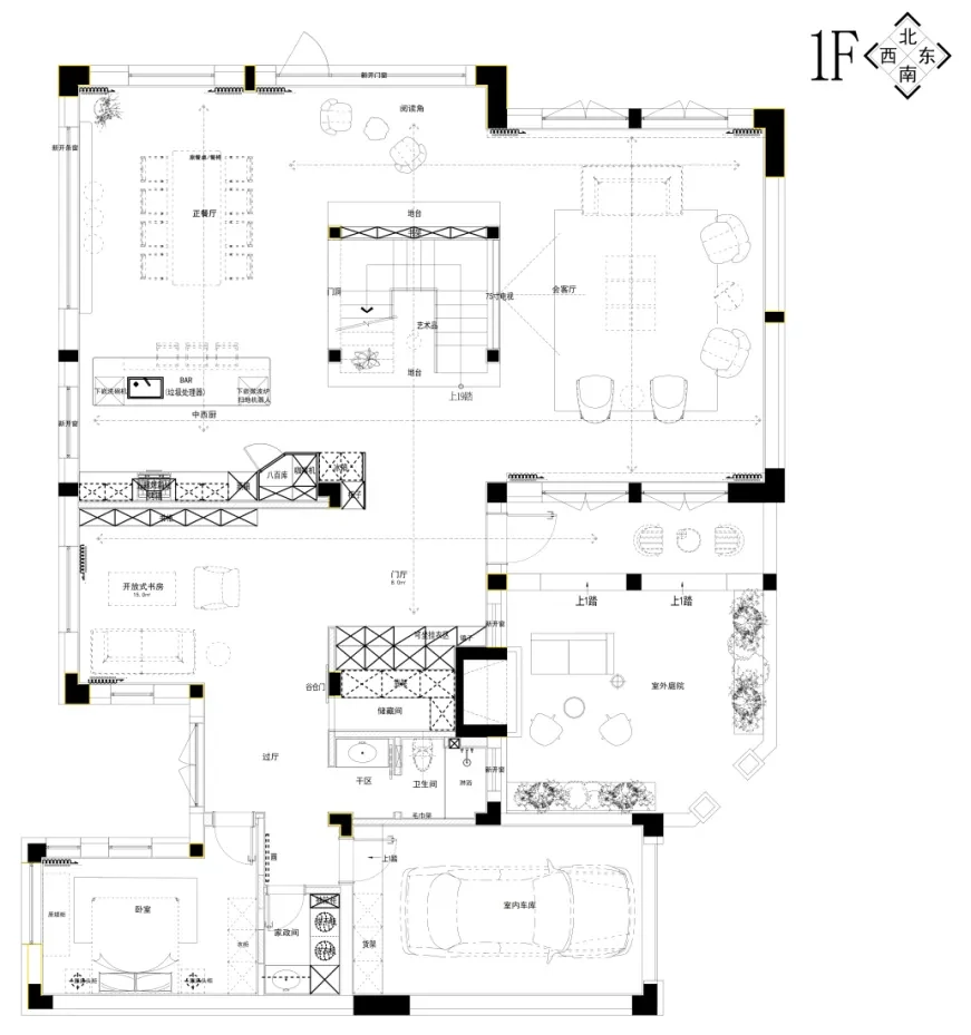 长泰淀湖观园 300㎡ 合院别墅一层平面图（户型 3D 互动工具演示户型）